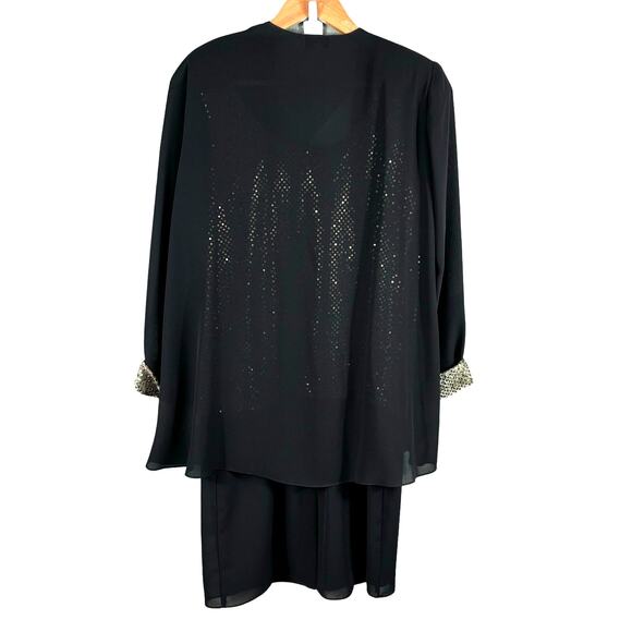 Vintage Patra 2-Piece‎ Evening Dress Sz 6 Petite Black Gold Metallic Holiday USA - Picture 2 of 9